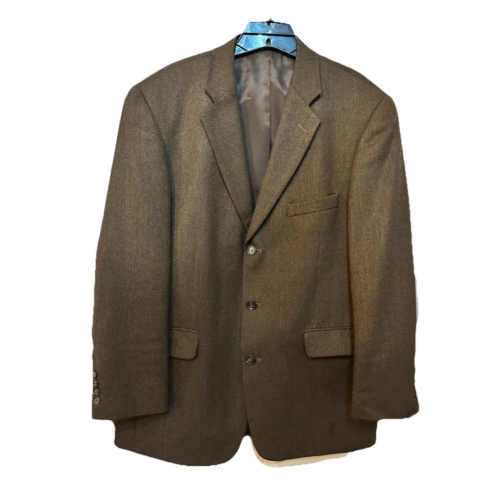 Stafford Sport Coat Mens 42R Brown Tweed  Wool Blazer Suit Jacket